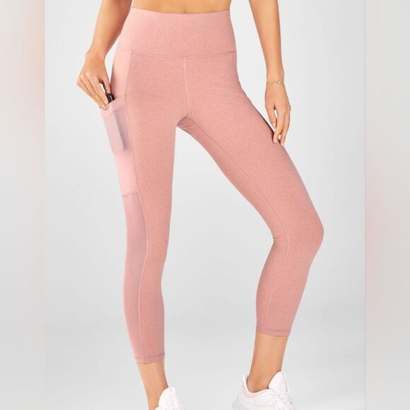Fabletics Pink On-The-Go PowerHold High-Waisted Capri Activewear Leggings XXS - Picture 1 of 8